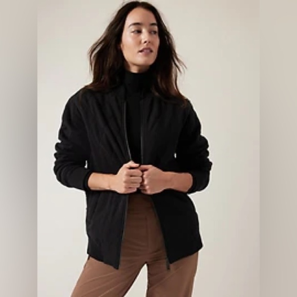 Athleta Retroplush Bomber Jacket Quilted Fleece